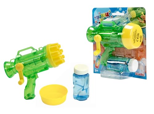 Bubble Fun Seifenblasenpistole mit Kurbel, handbetrieben, 30ml Lauge, erzeugt viele Seifenblasen, 14x12cm, ab 3 Jahren Bubble Fun Seifenblasenpistole mit Kurbel, handbetrieben, 30ml Lauge, erzeugt viele Seifenblasen, 14x12cm, ab 3 Jahren von Simba