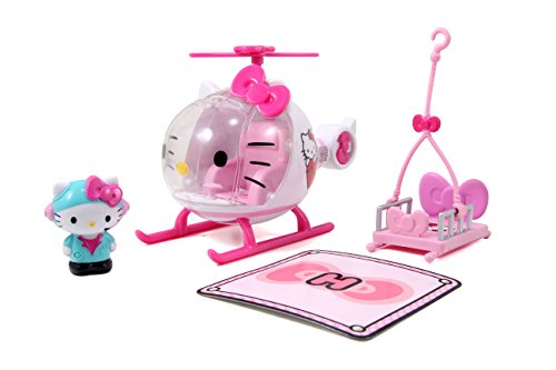 Dickie Toys Hello Kitty Helicopter, Hubschrauber, Frontscheibe zum Öffnen, abnehmbare Trage, mit Hello-Kitty-Figur, die im Cockpit Platz nimmt, 17,5 cm, ab 3 Jahren von Simba