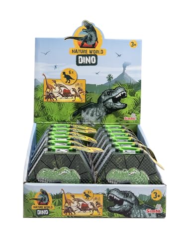 Dinosaurier in Box, 6 Stück, Verschiedene Dinos, 8-9cm, aufklappbare Box mit T-Rex Logo, ab 3 Jahren von Simba