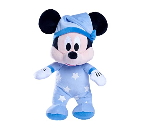 Simba 6315870349 - Disney Gute Nacht Mickey Maus, 25cm Glow in The Dark Plüsch, Micky Mouse, Babyspielzeug, Kuscheltier, Trösterchen, ab den ersten Lebensmonaten geeignet von Simba