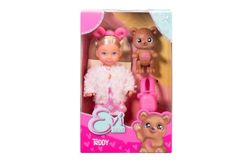 Evi Love Teddy, Spielpuppe mit Einer Flauschigen Jacke, mit Bärenhaarreif, Schuhe, Rucksack und Teddy, 12cm, ab 3 Jahren Evi Love Teddy, Spielpuppe mit Einer Flauschigen Jacke, mit Bärenhaarreif, Schuhe, Rucksack und Teddy, 12cm, ab 3 Jahren von Simba