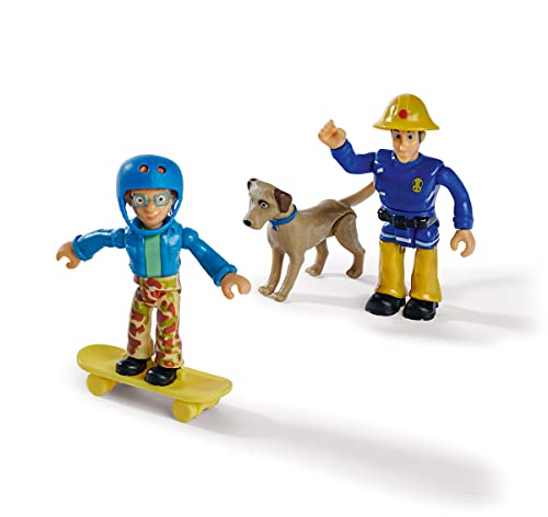 Simba 109252515 - Feuerwehrmann Sam Figuren Set, Doppelpack mit Tier, Figur 7,5cm, beweglich, mit Zubehör, 4-Fach Sortiert, es wird nur ein Artikel geliefert, ab 3 Jahren von Simba