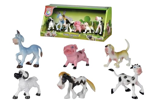 Simba 104322459 - Funny Animals Farmtiere, lustige Tierfiguren, 6 Stück, kindlich gestaltet, 7-10cm, Tier Figuren, Spielfiguren, ab 3 Jahre von Simba