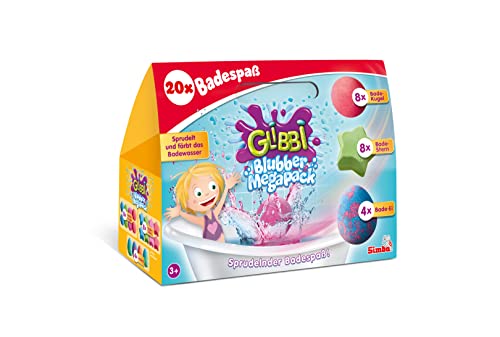 Simba 105953611 - Glibbi Blubber Mega Pack, 20 Bunte Badebomben, XXL Packung, Badewannenspielzeug, Badezusatz, Sprudelt Und Färbt Das Wasser, Verschiedene Düfte, Ab 3 Jahren[Exklusiv Bei Amazon] von Simba