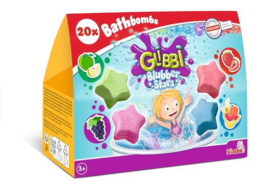 Simba 105953577 - Glibbi Blubber Stars, 20 Badebomben lassen das Wasser sprudeln, 4 Düfte und Farben, nachhaltige Verpackung, Badespielzeug, ab 3 Jahren von Simba