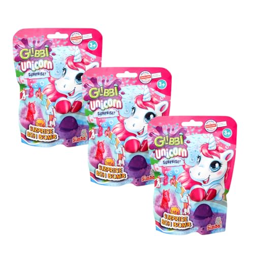 Glibbi Unicorn Surprise, Badebomben, 3er Pack mit zufälliger Sortierung, Badewannenspielzeug ab 3 Jahren Glibbi Unicorn Surprise, Badebomben, 3er Pack mit zufälliger Sortierung, Badewannenspielzeug ab 3 Jahren von Simba