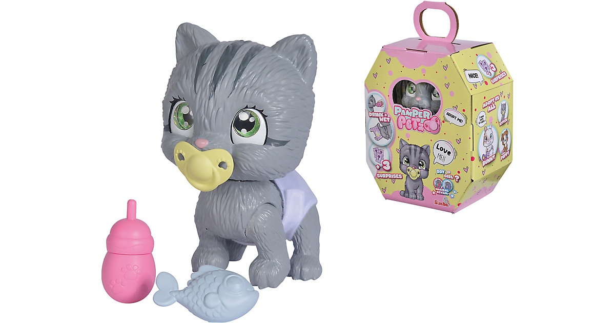 Pamper Petz Katze - Tierbaby mit Trink- und Nässfunktion, magischer Pfote & 3 Überraschungen grau Pamper Petz Katze - Tierbaby mit Trink- und Nässfunktion, magischer Pfote & 3 Überraschungen grau von Simba