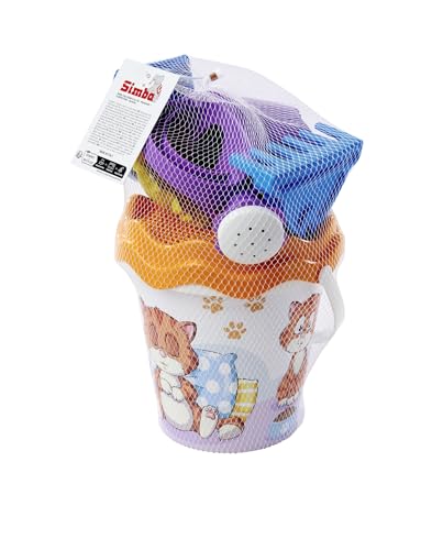 Katze Eimergarnitur, 6 Teile, Eimer, Sieb, Sandform, Schaufel, Rechen, Gießer, H:16cm, D:17cm Katze Eimergarnitur, 6 Teile, Eimer, Sieb, Sandform, Schaufel, Rechen, Gießer, H:16cm, D:17cm von Simba