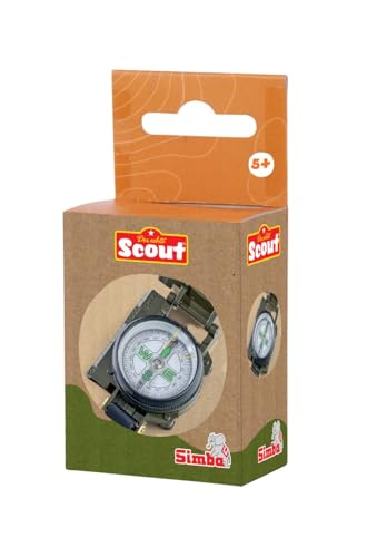 Simba 109452665 - Scout Kinder-Kompass ab 5 Jahre - aufklappbarer Taschenkompass mit Metallgehäuse und Visiereinrichtung, Forscher- und Entdecker-Spielzeug für Mädchen und Jungen von Simba