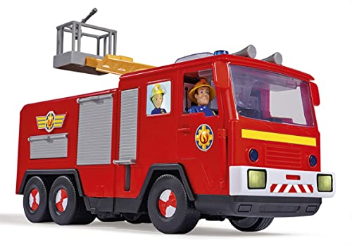 Simba - Feuerwehrmann Sam – Jupiter Truck Serie 13 – Figuren Sam + Radar inklusive – Sound- und Lichtfunktionen – viel Zubehör – 109252516038 Rot von Simba