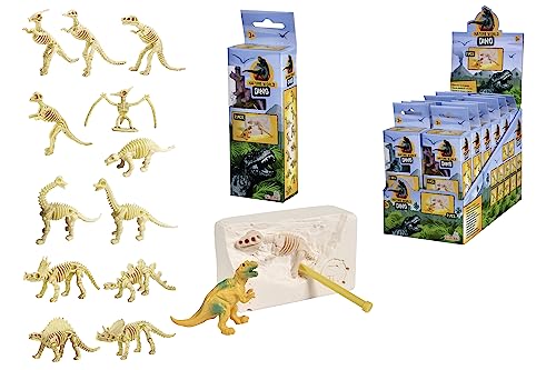 Simba, 104342402 - Dinosaurier Ausgrabungsset, 12 Sortiments, Spezieller Kratzstein und Baggerhalter, 6-7 cm Länge, Exploration Adventure von Simba