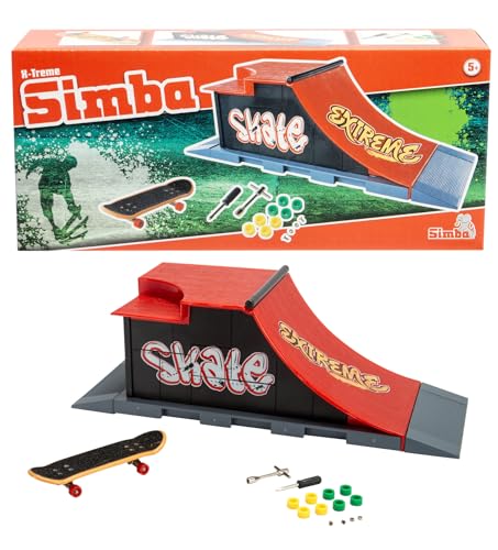 Finger Skateboard Rampe Extreme, 27x10x9cm, 8 Ersatzräder, 2x Werkzeug, Schraubem und Mutter, ab 5 Jahren von Simba