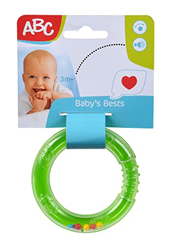 ABC Ringrassel, Babyspielzeug, mit bunten Rasselperlen, Riffelung und Prägung zum Fühlen, D:9cm, ab 3 Monate von Simba