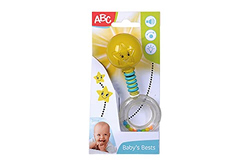 Simba 104010060 – ABC strahlende Light Up Rassel, leuchtet auf beim Schütteln, 14cm, Babyspielzeug, Babyrassel, Erstausstattung, ab 3 Monaten von Simba
