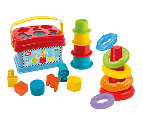 Simba 104010191 - ABC Baby Spielset, Ringpyramide, bunter Sortiereimer und Stapelpyramide, 18 Teile, ab 12 Monaten von Simba