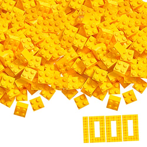 Simba 104114116 - Blox, 1000 gelbe Bausteine für Kinder ab 3 Jahren, 4er Steine, im Karton, vollkompatibel mit vielen anderen Herstellern von Simba