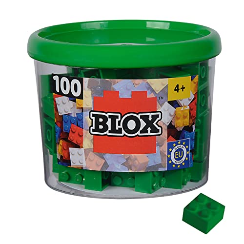 Simba 104114532 - Blox, 100 grüne Bausteine für Kinder ab 3 Jahren, 4er Steine, in Dose, hohe Qualität, vollkompatibel mit vielen anderen Herstellern von Simba