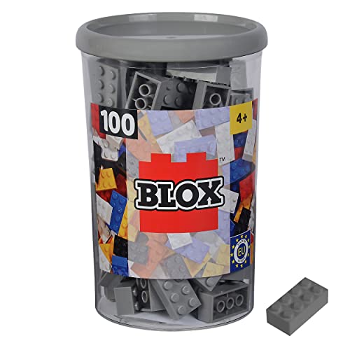 Simba 104114544 - Blox, 100 graue Bausteine für Kinder ab 3 Jahren, 8er Steine, in Dose, hohe Qualität, vollkompatibel mit vielen anderen Herstellern, Grau Simba 104114544 - Blox, 100 graue Bausteine für Kinder ab 3 Jahren, 8er Steine, in Dose, hohe Qualität, vollkompatibel mit vielen anderen Herstellern, Grau von Simba