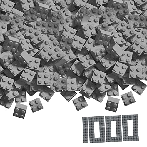Simba 104114554 - Blox, 1000 graue Bausteine für Kinder ab 3 Jahren, 4er Steine, im Karton, hohe Qualität, vollkompatibel mit vielen anderen Herstellern von Simba