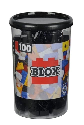 Simba 104118916 - Blox, 100 schwarze Bausteine für Kinder ab 3 Jahren, 8er Steine, inklusive Dose, hohe Qualität, vollkompatibel mit vielen anderen Herstellern von Simba