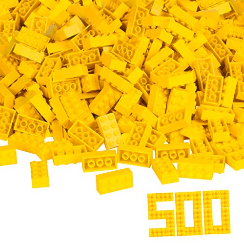 Simba 104118917 - Blox, 500 gelbe Bausteine für Kinder ab 3 Jahren, 8er Steine, im Karton, vollkompatibel mit vielen anderen Herstellern von Simba