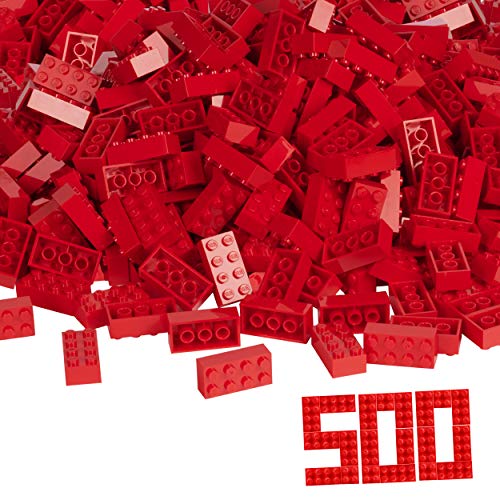 Simba 104118922 - Blox, 500 rote Bausteine für Kinder ab 3 Jahren, 8er Steine, im Karton, vollkompatibel mit vielen anderen Herstellern von Simba