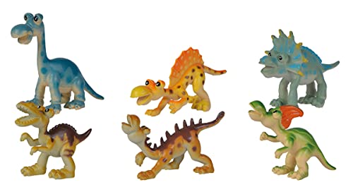 Simba 104322458 - Funny Animals Dinosaurier, lustige Dinos, 6 Stück, kindlich gestaltet, 9-11cm, Tier Figuren, Spielfiguren, ab 3 Jahre von Simba
