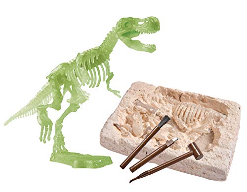 Simba 104342403 - Glow in The Dark T-Rex Ausgrabungsset, Skelett zum Ausgraben und Zusammenstecken, Werkzeuge inklusive von Simba