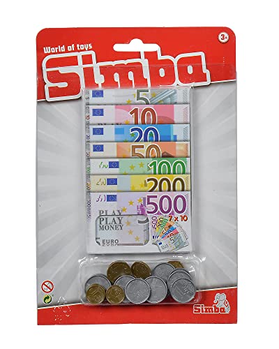 Simba 104528647 - Euro-Spielgeld, 24 Münzen, 70 Banknoten, ab 3 Jahre von Simba