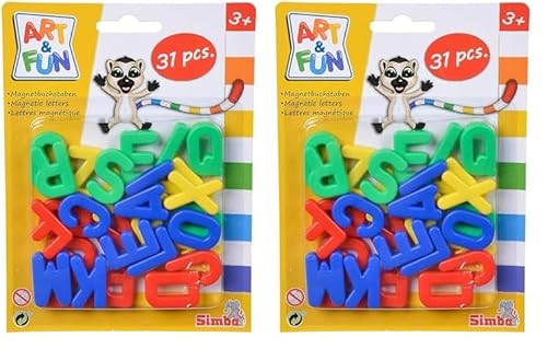 Simba 104591456 - Art & Fun Magnet-Groß-Buchstaben, 31 Teile, 3cm, Magnetbuchstaben, Alphabet, Wörter Lernen, ab 3 Jahren (Packung mit 2) von Simba