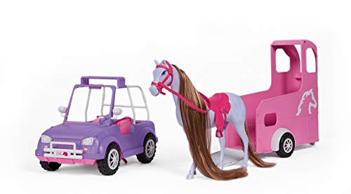 Simba 104663354 - Steffi Love Horse Trailer, Pferdeanhänger mit Jeep und Pferd, für 29cm Puppen, ohne Puppe, 60cm, ab 3 Jahren von Simba