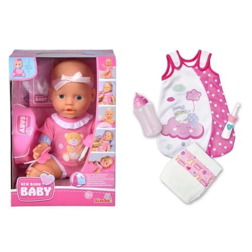 Simba 105030069 - New Born Baby Puppe, Vollvinylpuppe & 105400001 - Laura Gute Nacht Babyzubehör, Schlafsack Simba 105030069 - New Born Baby Puppe, Vollvinylpuppe & 105400001 - Laura Gute Nacht Babyzubehör, Schlafsack von Simba
