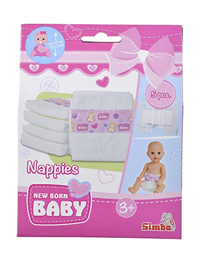 New Born Baby Windeln, 5 Stück, für Puppen mit einer Größe von 38-43cm, Puppenzubehör, Puppenwindeln, ab 3 Jahren New Born Baby Windeln, 5 Stück, für Puppen mit einer Größe von 38-43cm, Puppenzubehör, Puppenwindeln, ab 3 Jahren von Simba