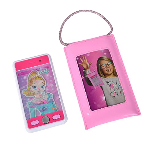 Simba 105562049 - Steffi Love Girls Smartphone mit Tasche, Rollenspiel, Telefon für Mädchen, Handy mit Licht und Sound, 11,5cm, ab 5 Jahren von Simba