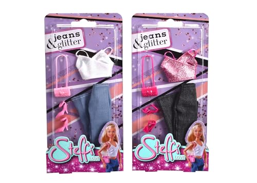 Steffi Love Jeans & Glitter, 2-fach sortiert, es wird nur ein Artikel geliefert, Glittertop mit Jeans und Fashion Zubehör, für 29cm Ankleidepuppen, ohne Puppe, ab 3 Jahren, Blue Steffi Love Jeans & Glitter, 2-fach sortiert, es wird nur ein Artikel geliefert, Glittertop mit Jeans und Fashion Zubehör, für 29cm Ankleidepuppen, ohne Puppe, ab 3 Jahren, Blue von STEFFI LOVE