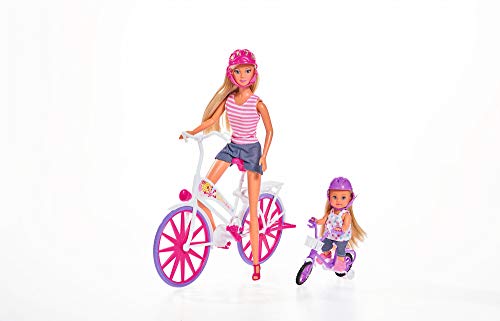 Simba Love Bike Ride, mit Evi, Fahrradausflug, jeweils mit Helm, Puppen 29cm und 12cm, Ankleidepuppen, Spielpuppen, ab 3 Jahren, 105733045 von Smoby