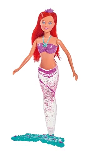 Simba 105733049 - Steffi Love Light & Glitter Mermaid, Steffi als Meerjungfrau, mit magischem Glitzer, bunt leuchtende Schwanzflosse, Ankleidepuppe, 34cm, für Kinder ab 3 Jahren von STEFFI LOVE
