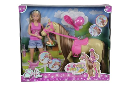 Simba 105733052 - Steffi Love Lovely Horse, Steffi als Reiterin, Pferd mit Magnetfunktion beim Füttern, Ankleidepuppe, 29cm, für Kinder ab 3 Jahren von STEFFI LOVE