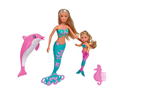 Simba 105733336 - Steffi LOVE Mermaid Friends, Puppe als zauberhafte Meerjungfrau mit Schwester Evi, Delfin Figur und mehr, Spielzeug für Kinder ab 3 Jahren von STEFFI LOVE