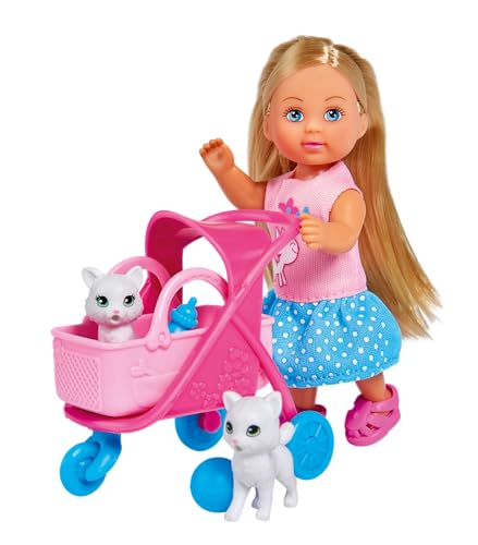 Simba 105733348 - Evi Love Cat Buggy, mit zwei Katzen im Katzenbuggy, herausnehmbare Tasche, Zubehör, Ankleidepuppe, 12cm, für Kinder ab 3 Jahren, Weiß Simba 105733348 - Evi Love Cat Buggy, mit zwei Katzen im Katzenbuggy, herausnehmbare Tasche, Zubehör, Ankleidepuppe, 12cm, für Kinder ab 3 Jahren, Weiß von Simba