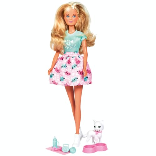 Simba 105733489 - Steffi Love Kitty Love, Puppe in einem modischen Outfit mit süßer Katze mit Essen um den Mund, mit viel Zubehör Simba 105733489 - Steffi Love Kitty Love, Puppe in einem modischen Outfit mit süßer Katze mit Essen um den Mund, mit viel Zubehör von Simba