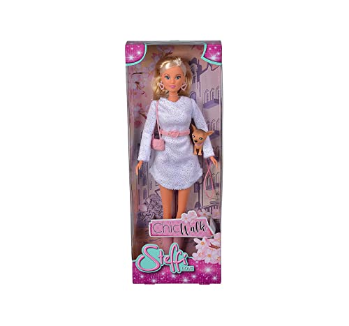 Simba 105733508 - Steffi Love Chic Walk, Puppe in einem modischen Kleid, mit Ohrringen, Gürtel, Tasche und ihrem Hund, 29cm Spielpuppe, für Kinder ab 3 Jahren Simba 105733508 - Steffi Love Chic Walk, Puppe in einem modischen Kleid, mit Ohrringen, Gürtel, Tasche und ihrem Hund, 29cm Spielpuppe, für Kinder ab 3 Jahren von STEFFI LOVE