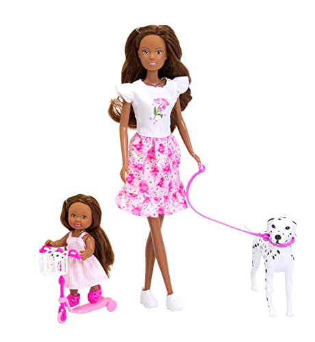 Simba 105733605ETS, Steffi Love Hundespaziergang Spielet, Steffi und Evi auf Spaziergang mit ihren Zwei Dalmatiner Hunde Einschließlich Roller für Evi, 12 0ch 29 cm, Ab 3 Jahren von Simba