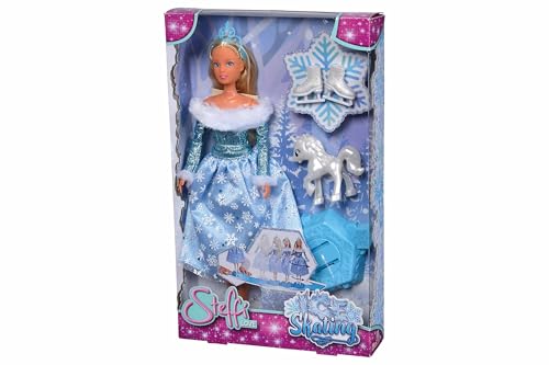 Simba 105733631 - Steffi Love Ice Skating, Spielpuppe als Winterprinzessin mit magischer Schlittschuh-Plattform und kleinen Einhorn, 29cm, ab 3 Jahren von Simba