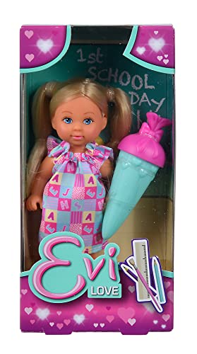 Evi Love 1st School Day, Spielpuppe an ihrem ersten Schultag, im süßen Kleid mit Schultüte, 12cm, ab 3 Jahre, Weiß Evi Love 1st School Day, Spielpuppe an ihrem ersten Schultag, im süßen Kleid mit Schultüte, 12cm, ab 3 Jahre, Weiß von Simba