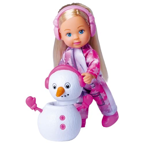 Simba 105733646 - Evi Love Snow, Spielpuppe im süßen Schneeanzug mit Schneemann zum Selberbauen, 12cm, ab 3 Jahre von Simba