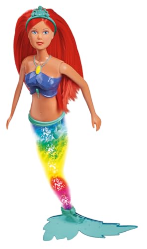 Simba 105733656 - Steffi LOVE Puppe Sparkle Mermaid (39 cm) - glitzernde Meerjungfrau mit leuchtendem Regenbogen-Farbwechsel, wasser-taugliches Spielzeug für Kinder ab 3 Jahre, Mehrfarbig von Simba