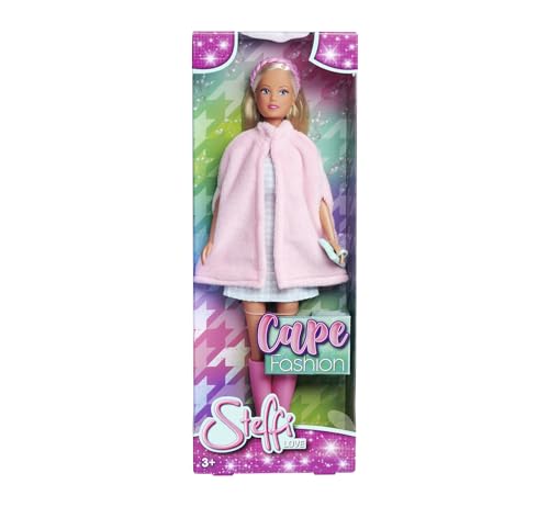 Steffi Love Cape Fashion, Spielpuppe mit Kleid und Cape, inkl. Stiefeln, Haarband und Clutch, 29cm, ab 3 Jahren von Simba
