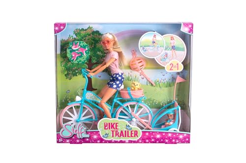 Simba 105733709 Steffi Love Bike Trailer, Spielpuppe auf ihrem Fahrrad mit Anhänger fürs Baby, Hund und Helmen, ab 3 Jahren, one Size Simba 105733709 Steffi Love Bike Trailer, Spielpuppe auf ihrem Fahrrad mit Anhänger fürs Baby, Hund und Helmen, ab 3 Jahren, one Size von Simba