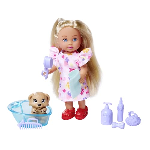 SIMBA Evi Love Dog Bath, Spielpuppe mit Hund, der Schmutz an seinen Pfoten hat, inkl. Badewanne und Handtuch, 8 Teile, Zubehör, 12cm, ab 3 Jahren SIMBA Evi Love Dog Bath, Spielpuppe mit Hund, der Schmutz an seinen Pfoten hat, inkl. Badewanne und Handtuch, 8 Teile, Zubehör, 12cm, ab 3 Jahren von Simba